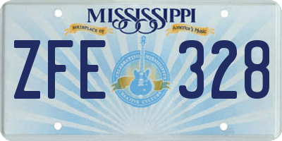 MS license plate ZFE328