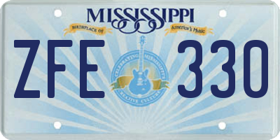MS license plate ZFE330