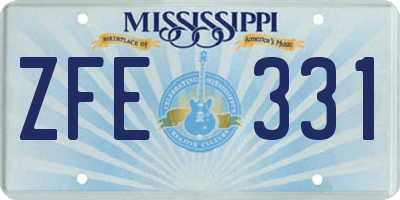 MS license plate ZFE331