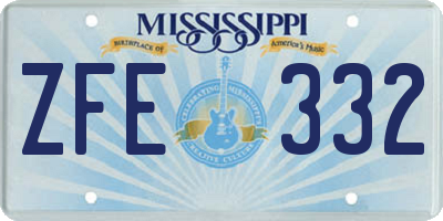 MS license plate ZFE332
