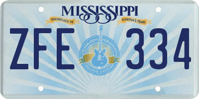 MS license plate ZFE334