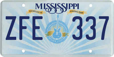 MS license plate ZFE337