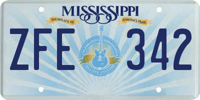 MS license plate ZFE342