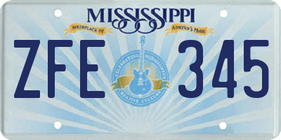 MS license plate ZFE345
