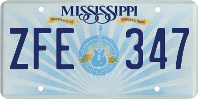 MS license plate ZFE347