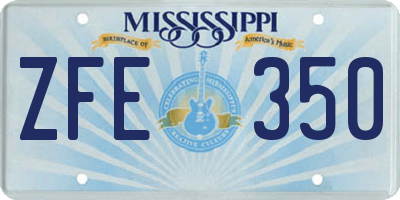 MS license plate ZFE350