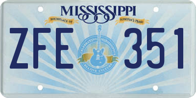 MS license plate ZFE351