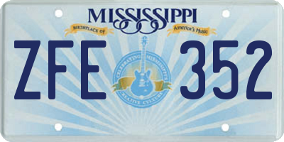 MS license plate ZFE352