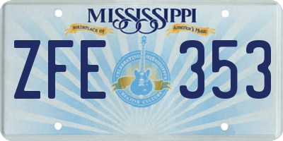 MS license plate ZFE353