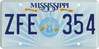 MS license plate ZFE354