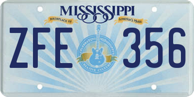 MS license plate ZFE356