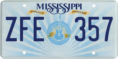 MS license plate ZFE357