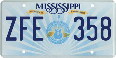 MS license plate ZFE358