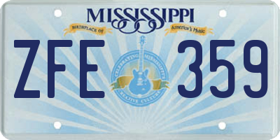 MS license plate ZFE359