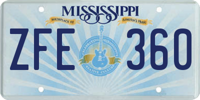 MS license plate ZFE360