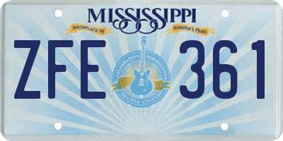 MS license plate ZFE361