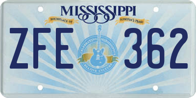MS license plate ZFE362