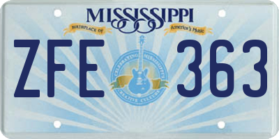 MS license plate ZFE363