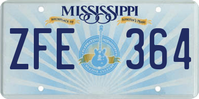MS license plate ZFE364