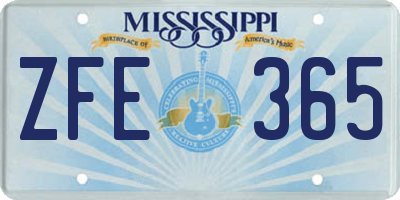 MS license plate ZFE365
