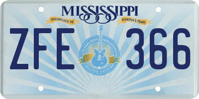 MS license plate ZFE366