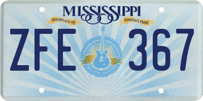 MS license plate ZFE367