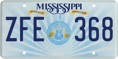 MS license plate ZFE368