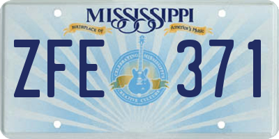 MS license plate ZFE371