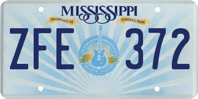 MS license plate ZFE372