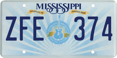 MS license plate ZFE374