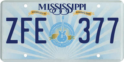MS license plate ZFE377