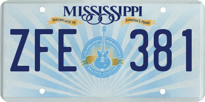 MS license plate ZFE381