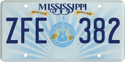 MS license plate ZFE382