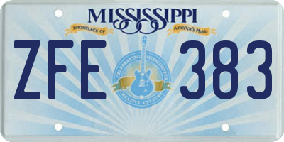 MS license plate ZFE383
