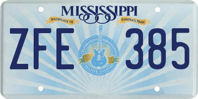 MS license plate ZFE385