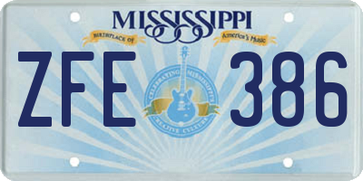 MS license plate ZFE386
