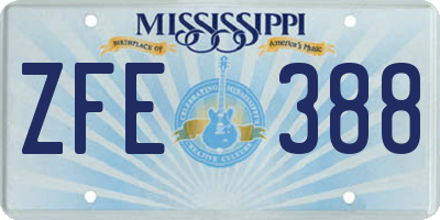 MS license plate ZFE388