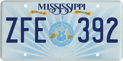 MS license plate ZFE392