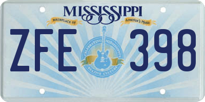 MS license plate ZFE398
