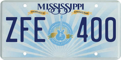 MS license plate ZFE400