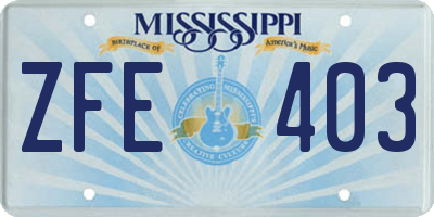 MS license plate ZFE403