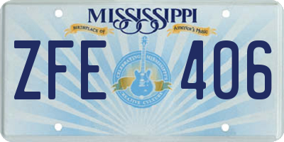 MS license plate ZFE406