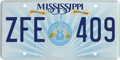 MS license plate ZFE409