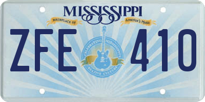 MS license plate ZFE410