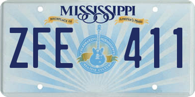 MS license plate ZFE411
