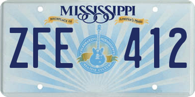 MS license plate ZFE412