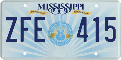 MS license plate ZFE415