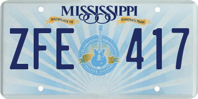 MS license plate ZFE417