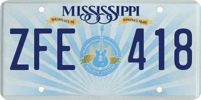 MS license plate ZFE418