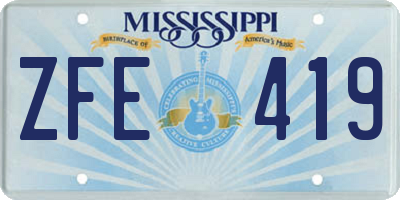 MS license plate ZFE419